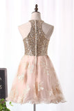 2024 A Line Homecoming Dresses Scoop Tulle With Beads And PPN3TS7Q