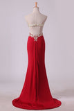 2024 Prom Dresses Sheath Sweetheart Spandex With Slit And Applique PYXZBZRT