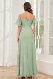 A-line Off the Shoulder Chiffon Bridesmaid Dresses