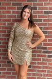 Sparkly Sequins One Shoulder Homecoming Dresses