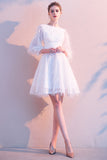 Elegant Round Neck Long Sleeves A Line Short Homecoming Dresses