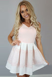 Pink V Neck Sleeveless A Line Short Homecoming Dresses