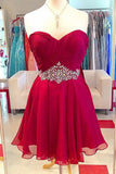 Elegant Sleeveless Chiffon Wrapped Chest Short Prom Dresses With Beading