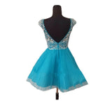 Blue Short Prom Dresses Homecoming Gowns Fitted Party Dress Sparkly Cocktail Dress