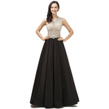 Beading Bodice Black Floor Length Prom Dresses Evening