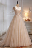 Charming Spaghetti Straps Sleeveless A Line Tulle Long Prom Dresses