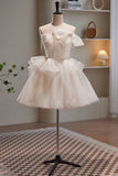 Stunning Ivory Spaghetti Straps Beading Tulle Short Homecoming Dresses