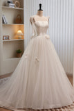 White Spaghetti Straps Bowknot A Line Tulle Long Prom Dresses