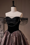 Fashion Black Off The Shoulder Beading A Line Tulle Long Prom Dresses