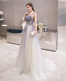 Beauty Spaghetti Straps Ombre Tulle Long Elegant Princess Prom Dresses