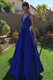 Modest A-line V-neck Prom Dresses Long Party Dresses Cute Dresses