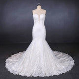 Unique Mermaid Ivory Lace Long Sweetheart Wedding Dresses Wedding Gowns