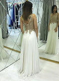 Pretty Ivory Chiffon Long Beading A-line Prom Dresses For Teens