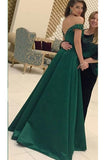 Elegant Green Off-the-Shoulder Ball Gown Prom Dresses