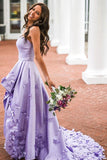 A-line Hi-lo Length Graceful Satin Sweetheart Prom Dresses With Appliques