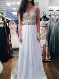 Luxurious A-line V-neck Long Chiffon Empire Evening/Formal Party/Prom Dress With