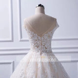 Elegant Round Tulle Lace With Appliques Wedding Dresses