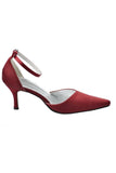 Burgundy Ankle Strap Comfy Close Toe Wedding Dress For Women