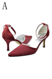 Burgundy Ankle Strap Comfy Close Toe Wedding Dress For Women