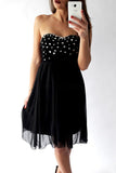 Black A Line Sweetheart Strapless Sleeveless Knee Length Homecoming Dresses