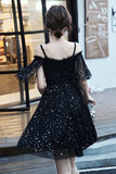 Charming Black Short Modest Cocktail Dresses Homecoming Dresses