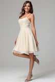 A-line Spaghetti Straps Short Homecoming Dress with Appliques