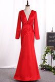 2024 New Arrival V Neck Long Sleeves Mermaid Mother Of The Bride Dresses P99P21ZZ