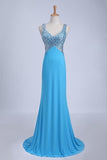 2024 Straps Prom Dresses Open Back Sheath/Column PM7C43G1