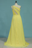 2024 Chiffon A Line One Shoulder With Ruffles And Beads PPA6MBHJ