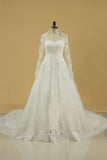 2024 Long Sleeves Wedding Dresses Tulle With Applique A PL3MGDAH