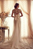 2024 V Neck Cap Sleeves Wedding Dresses Chiffon Floor Length With PD1NMPSJ