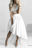 2024 Two-Piece Scoop Prom Dresses A Line Satin & P2659QPD