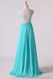 2024 Scoop A Line Exquisite Chiffon Beading Prom Dresses PK5XAKXX