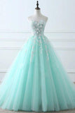 Sweetheart Puffy Tulle Prom Dress With Lace Appliques Long Graduation STKPKFJ5ZSA