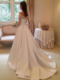 Princess Off the Shoulder Modest Wedding Dresses with Lace Long Sleeves STK15302