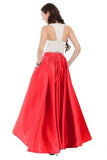 2024 Two Pieces Prom Dresses Satin With Applique PNT1HM5M