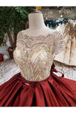 Ball Gown Satin Prom Dress With Beading Long Formal Dresses With P86CNBZ2