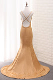 2024 Mermaid Spaghetti Straps Evening Dresses Stretch Satin PMYKQK74