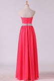 2024 New Arrival Prom Dresses Sweetheart Ruched Bodice With Beading P15M8ANL