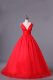 2024 Deep V Neckline Prom Dress Organza Floor Length Backless Sexy P18CXLDM