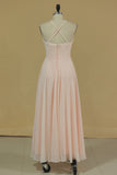 2024 Spaghetti Straps Bridesmaid Dresses Sweep Train Chiffon P1SY9MPX