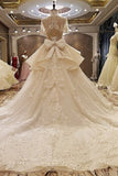 2024 New Arrival Marvelous High Neck Wedding Dresses With Bow Knot Appliques PZ2JDA1X