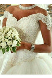 2024 Off The Shoulder Wedding Dresses A Line Tulle With Beading Court P67NHGJ5