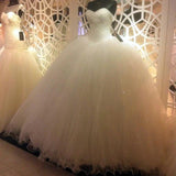 Sparkly Ball Gown Tulle Strapless Ivory Wedding Dresses, Long Bridal Dresses STK15429