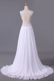 2024 White V-Neck Prom Dresses A Line Chiffon P8BDKRS9