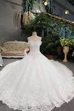 2024 Marvelous Wedding Dresses Lace Up Off The Shoulder With Appliques And Crystals PC39QPTF