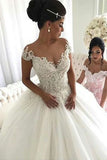 2024 Fantastic Wedding Dresses Scoop Neck Ball Gown Tulle With Appliques PSM7DRT2