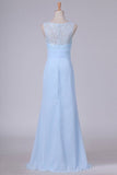 2024 Bridesmaid Dresses Scoop Chiffon & Lace Floor Length Zipper PCR44C8F