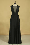 2024 A Line V Neck Floor Length Prom Dresses P1DTDJ1A