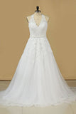 2024 Organza Halter Open Back With Applique Wedding Dresses PP1B2MT7